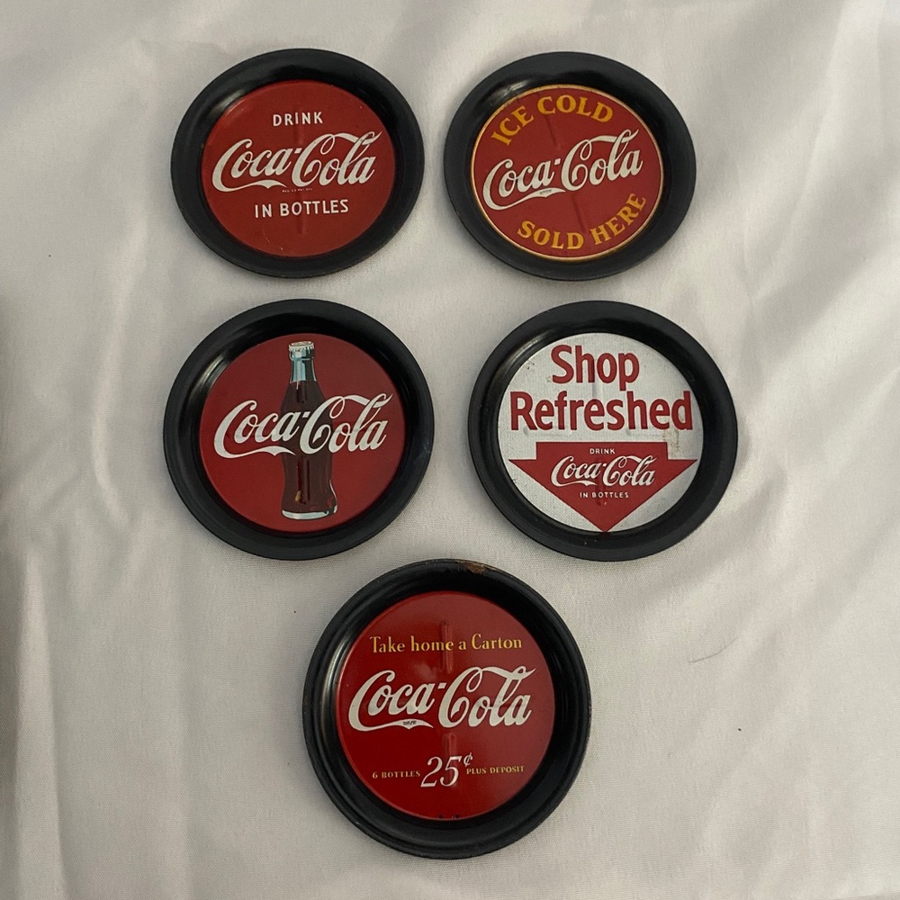 5 1993 Coca Cola Aluminum Coasters
